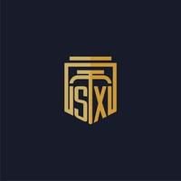 sx eerste monogram logo elegant met schild stijl ontwerp voor muur muurschildering advocatenkantoor gaming vector