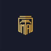 ma eerste monogram logo elegant met schild stijl ontwerp voor muur muurschildering advocatenkantoor gaming vector