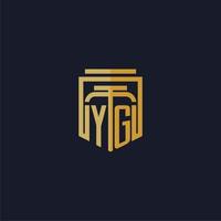 ja eerste monogram logo elegant met schild stijl ontwerp voor muur muurschildering advocatenkantoor gaming vector