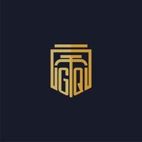 gq eerste monogram logo elegant met schild stijl ontwerp voor muur muurschildering advocatenkantoor gaming vector
