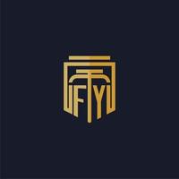 fy eerste monogram logo elegant met schild stijl ontwerp voor muur muurschildering advocatenkantoor gaming vector