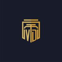 vd eerste monogram logo elegant met schild stijl ontwerp voor muur muurschildering advocatenkantoor gaming vector