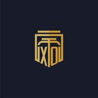 xo eerste monogram logo elegant met schild stijl ontwerp voor muur muurschildering advocatenkantoor gaming vector