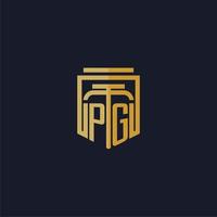 pag eerste monogram logo elegant met schild stijl ontwerp voor muur muurschildering advocatenkantoor gaming vector