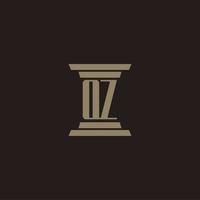 qz monogram eerste logo voor advocatenkantoor met pijler ontwerp vector