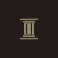 bx monogram eerste logo voor advocatenkantoor met pijler ontwerp vector