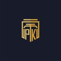 pk eerste monogram logo elegant met schild stijl ontwerp voor muur muurschildering advocatenkantoor gaming vector