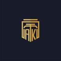 ak eerste monogram logo elegant met schild stijl ontwerp voor muur muurschildering advocatenkantoor gaming vector