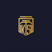 ks eerste monogram logo elegant met schild stijl ontwerp voor muur muurschildering advocatenkantoor gaming vector