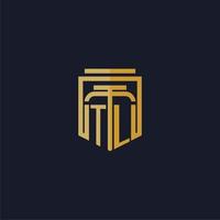 tl eerste monogram logo elegant met schild stijl ontwerp voor muur muurschildering advocatenkantoor gaming vector