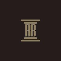 rb monogram eerste logo voor advocatenkantoor met pijler ontwerp vector