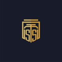 ss eerste monogram logo elegant met schild stijl ontwerp voor muur muurschildering advocatenkantoor gaming vector