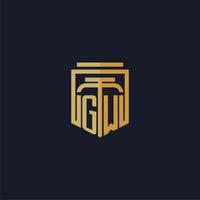 gw eerste monogram logo elegant met schild stijl ontwerp voor muur muurschildering advocatenkantoor gaming vector