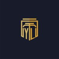 yl eerste monogram logo elegant met schild stijl ontwerp voor muur muurschildering advocatenkantoor gaming vector