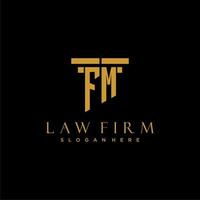 fm monogram eerste logo voor advocatenkantoor met pijler ontwerp vector