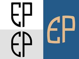 creatief eerste brieven ep logo ontwerpen bundel. vector