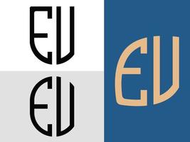 creatief eerste brieven ev logo ontwerpen bundel. vector