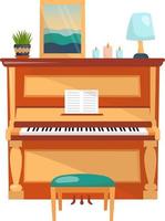 modern piano in tekenfilm stijl met decoratief elementen vector