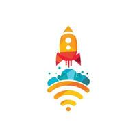 Wifi raket vector logo ontwerp. Wifi signaal symbool en raket ontwerp vector.