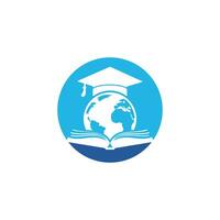 wereld onderwijs vector logo ontwerp. wereldbol met gradatie pet en boek icoon ontwerp.