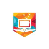 boek TV vector logo sjabloon ontwerp. uniek boekhandel, bibliotheek en media logotype ontwerp sjabloon.