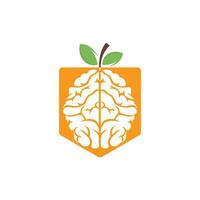 oranje hersenen vector logo ontwerp. logo van een fruit stijl brein.