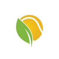 tennis blad vector logo ontwerp. spel en eco symbool of icoon. uniek bal en biologisch logotype ontwerp sjabloon.