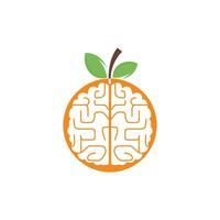 oranje hersenen vector logo ontwerp. logo van een fruit stijl brein.