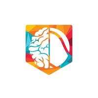 tennis hersenen vector logo ontwerp. slim tennis logo concept.