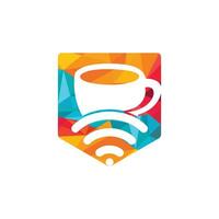 koffie kop met Wifi vector icoon logo. creatief logo ontwerp sjabloon voor cafe of restaurant.