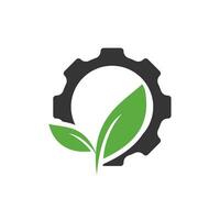 uitrusting blad vector logo ontwerp. abstract concept voor ecologie thema, groen eco energie, technologie en industrie.