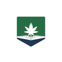 boek en marihuana symbool logo sjabloon. geschikt voor medisch onderwijs. vector