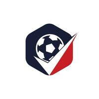 controleren voetbal vector logo ontwerp. voetbal bal en Kruis aan icoon logo.