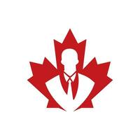 Canada zakenman vector logo ontwerp. esdoorn- blad en zakenman icoon logo.