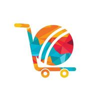 krekel bal en trolley logo ontwerp. krekel boodschappen doen logo ontwerp concept. vector