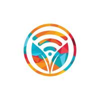 blad natuur Wifi vector logo ontwerp.