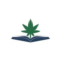 boek en marihuana symbool logo sjabloon. geschikt voor medisch onderwijs. vector