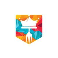 koning voedsel vector logo ontwerp. vork met kroon voor restaurant logo sjabloon ontwerp.