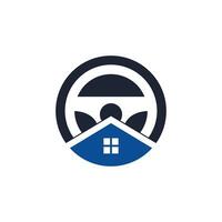 huis rit vector logo ontwerp sjabloon. stuurinrichting wiel en huis symbool of icoon.