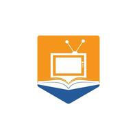 boek TV vector logo sjabloon ontwerp. uniek boekhandel, bibliotheek en media logotype ontwerp sjabloon.