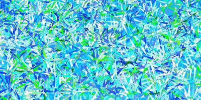 lichtblauwe, groene vectorachtergrond met driehoeken, lijnen. vector