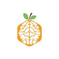 oranje hersenen vector logo ontwerp. logo van een fruit stijl brein.