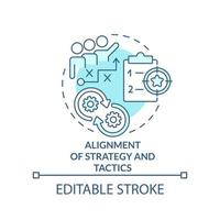 uitlijning van strategie en tactiek turkoois concept icoon. sleutel een deel van bedrijf plan abstract idee dun lijn illustratie. geïsoleerd schets tekening. bewerkbare hartinfarct. vector