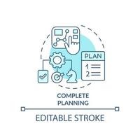 compleet planning turkoois concept icoon. vol afbeelding van bedrijf. strategie type abstract idee dun lijn illustratie. geïsoleerd schets tekening. bewerkbare hartinfarct. vector