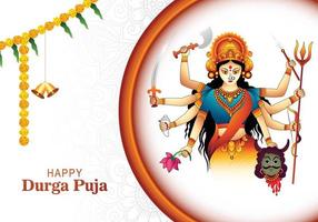 illustratie van godin gelukkig durga puja subh navratri viering kaart achtergrond vector