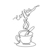 een doorlopend lijn tekening van koffie vector