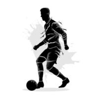 abstract schaduw kunst van voetbal speler dribbelen de bal vector