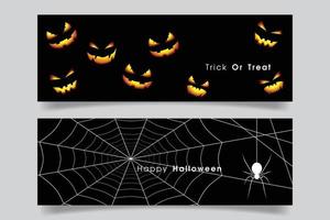 banier reeks met halloween pompoen en spin. vector