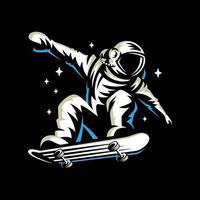 astronaut ritten Aan skateboard door de universum.ruimte vector illustratie.