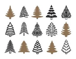 kerstboom set, met de hand getekende illustraties. vector